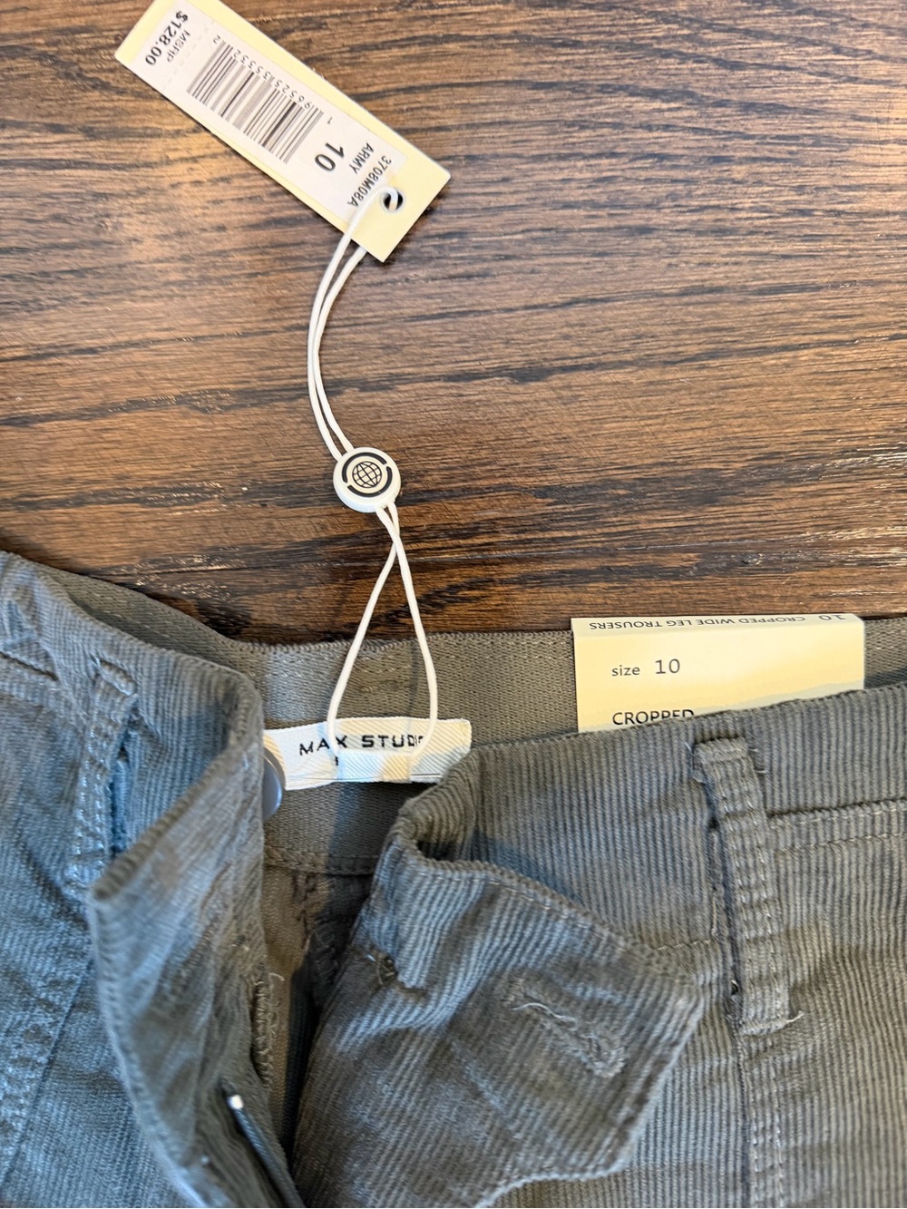 Max Studio Olive Green Corduroy Wide-Leg Pants - Picture 2 of 5